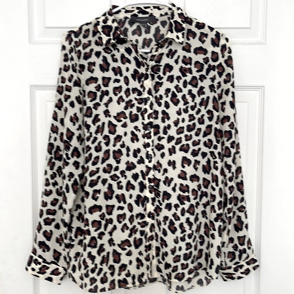 Leopard Print Button Down Blouse